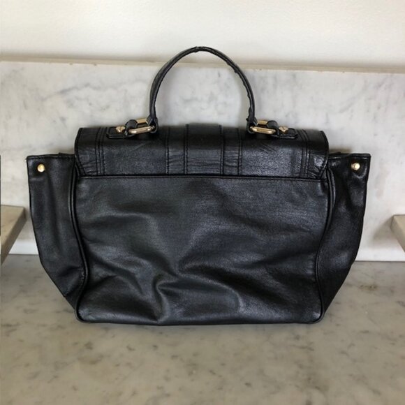 MILLY Black Small Turn Lock Satchel Bag Vintage - Picture 5 of 16